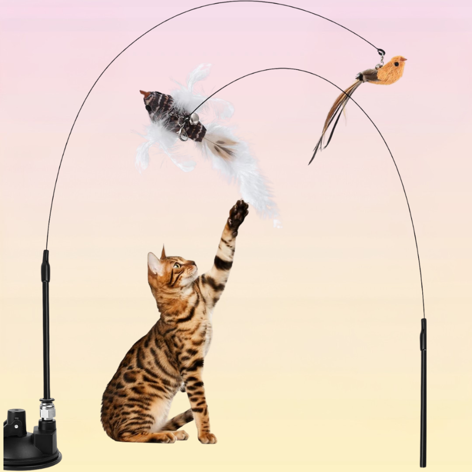 Juguete Interactivo de Pluma y Pájaro para Gato